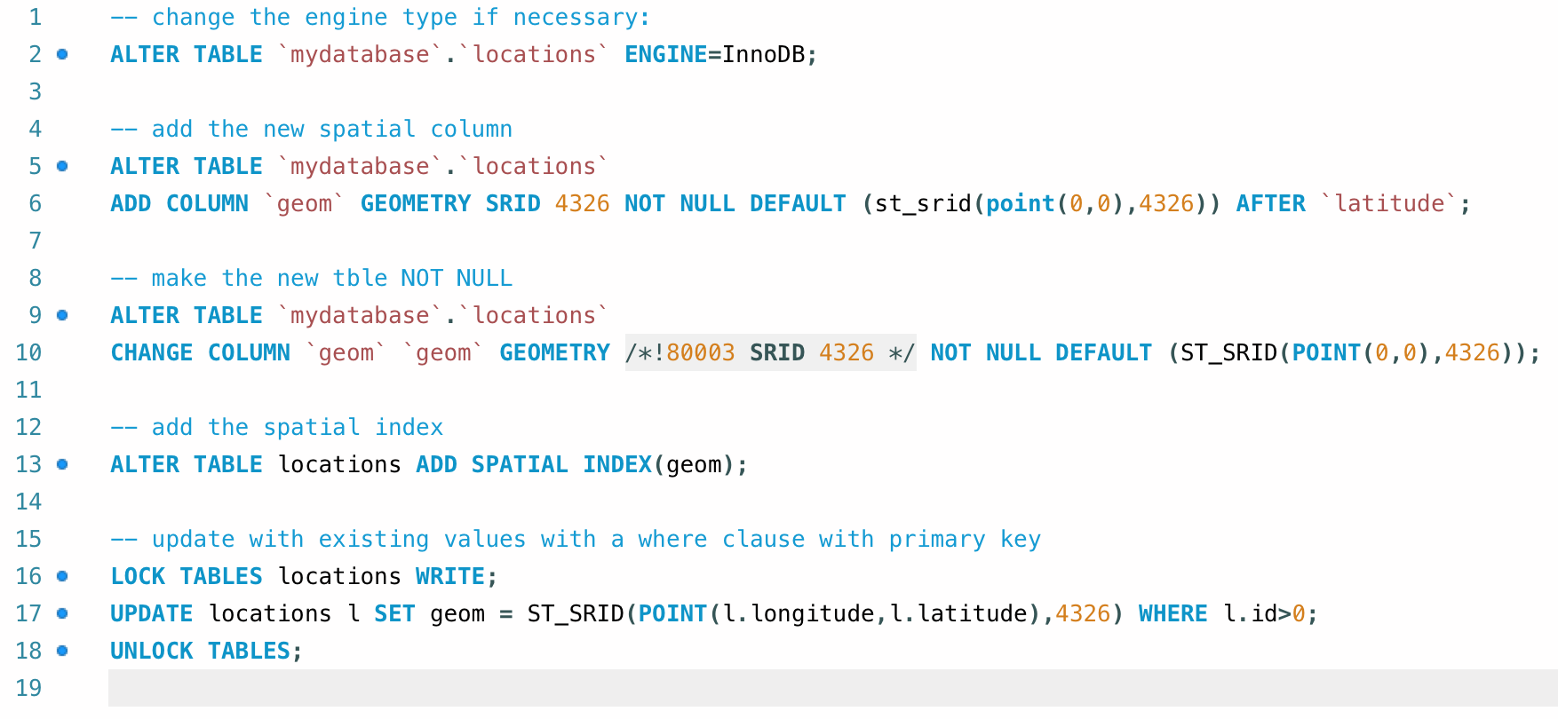 Adding spatial column to an existing MySQL table - ant.burnett.com.au